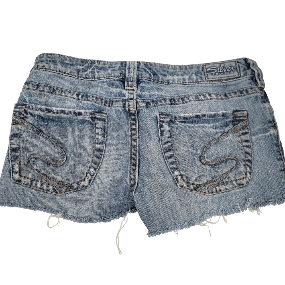 Silver Jeans Co Womens Denim Shorts Distressed Frayed Hem Blue Size‎ 28